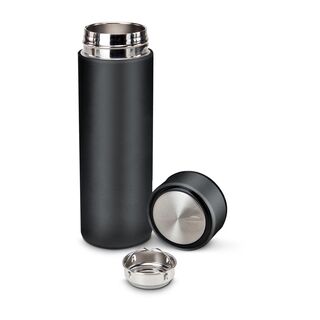 Thermoflasche mit Drehverschluss, herausnehmbares Sieb, auslaufsicher, doppelwandig , 350 ml (Edelstahl - pulverbeschichtet, Kunststoff)