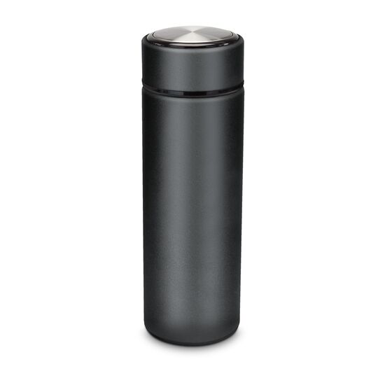 Thermoflasche mit Drehverschluss, herausnehmbares Sieb, auslaufsicher, doppelwandig , 350 ml (Edelstahl - pulverbeschichtet, Kunststoff)