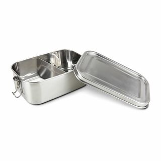 Edelstahl -Lunchbox, spülmaschinenbeständig, herausnehmbarer Dichtungsring und Trennelement