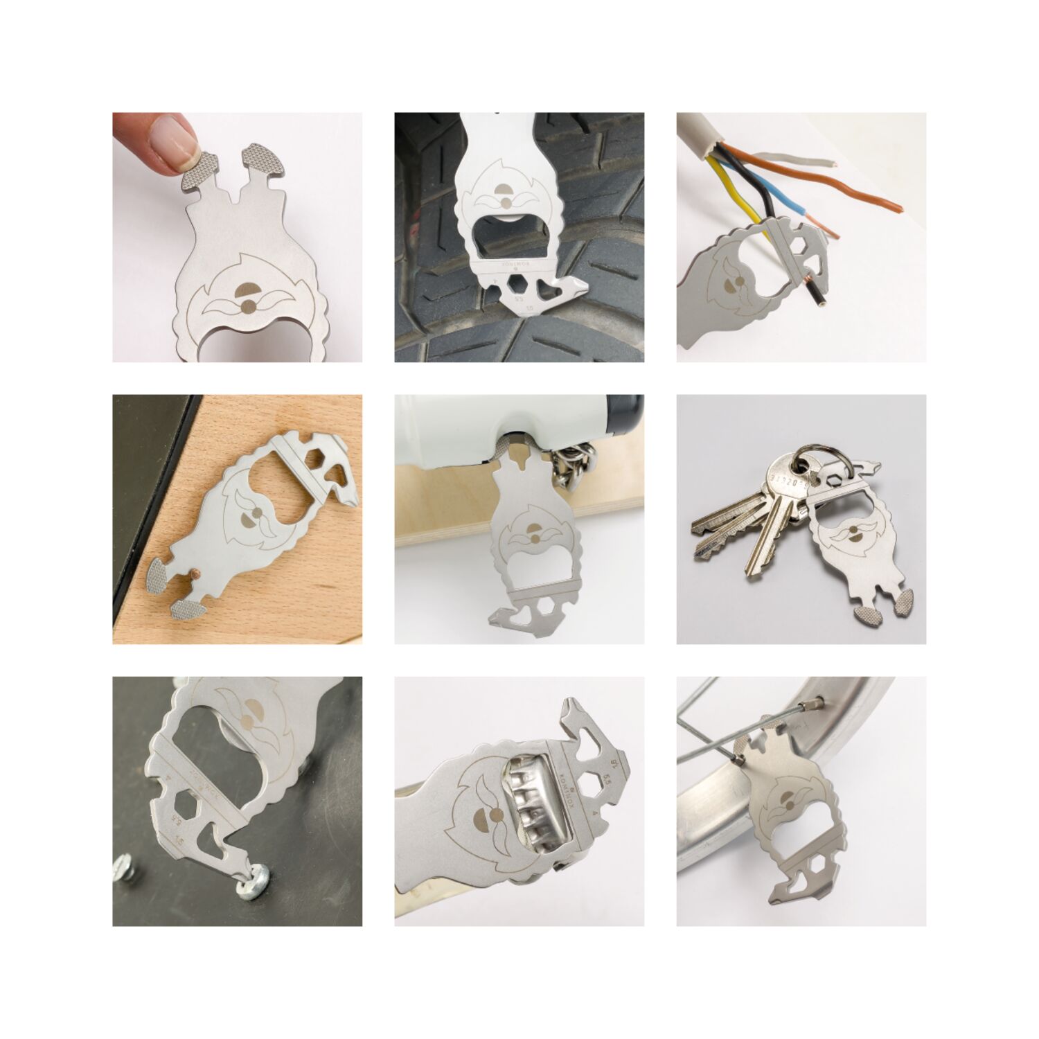 Multifunktionaler Schlüsselanhänger mit 15 Funktionen: Edelstahl Multitool inkl. Funktionsbeschreibung