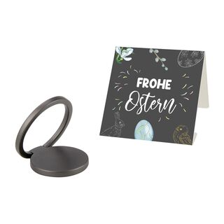 3in1 Handy Ring inkl. Frohe Ostern Verpackung: Fingerhalterung, Ständer für Smartphones, Aufsatz für magnetische Autohalterung (Metall)