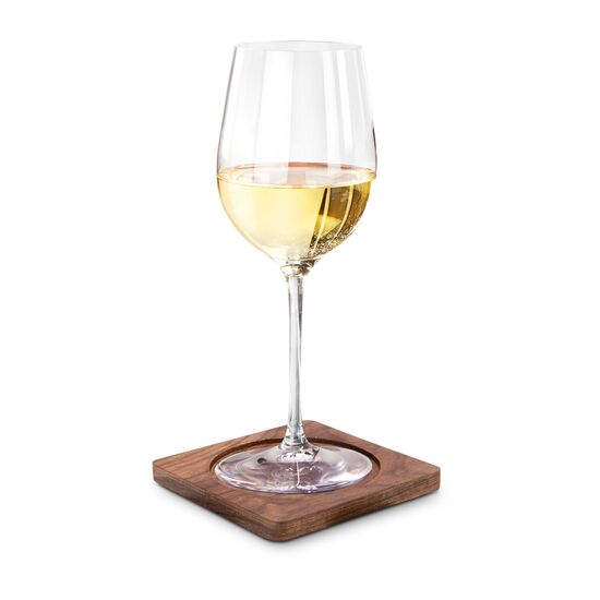 4 Untersetzer aus dunklem Walnussholz, mit abgerundeten Ecken und praktischer Vertiefung, rutschfeste Gummifüße auf Unterseite (Walnussholz)