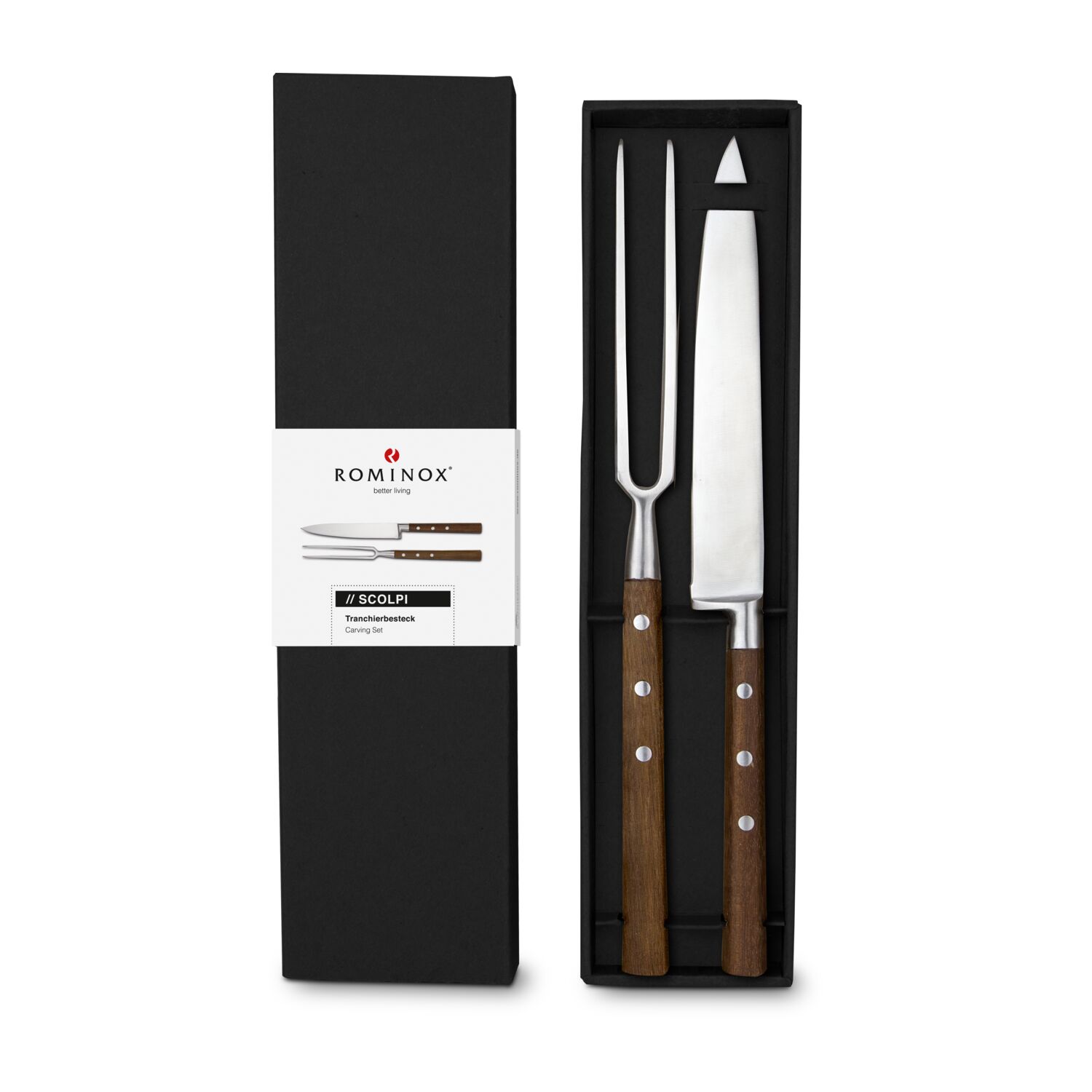 Tranchierbesteck aus Edelstahl und Pfirsichholz, Set mit Messer und Fleischgabel, handgefertigte Holzgriffe (Edelstahl, Pfirsichholz)