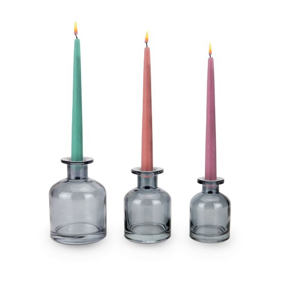 3 Vasen in unterschiedlichen Größen, modernes schwarzes Glas, auch als dekorative Kerzenständer verwendbar (Glas)