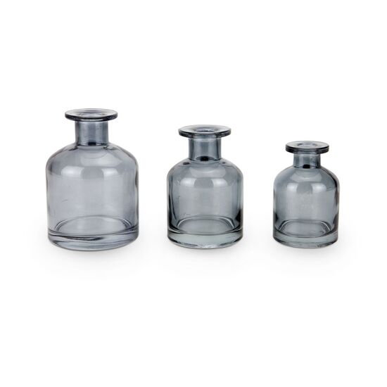 3 Vasen in unterschiedlichen Größen, modernes schwarzes Glas, auch als dekorative Kerzenständer verwendbar (Glas)