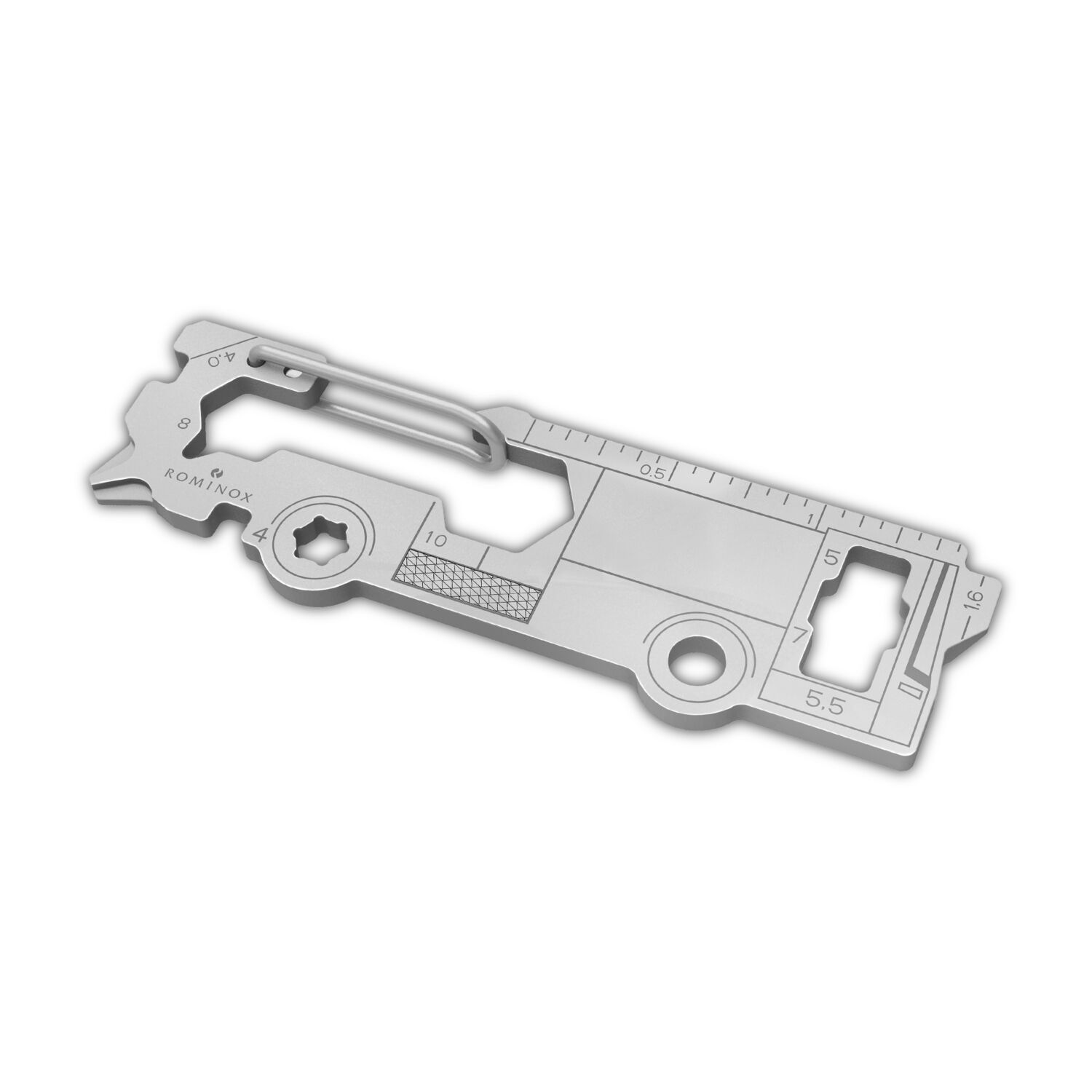 Multifunktionaler Schlüsselanhänger mit 18 Funktionen: Edelstahl Multitool inkl. Funktionsbeschreibung