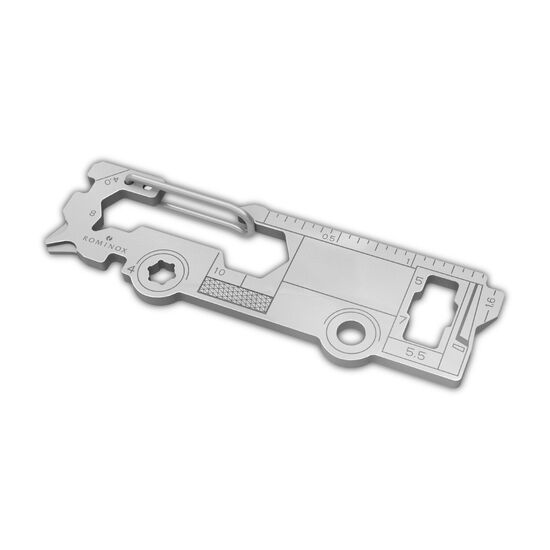 Multifunktionaler Schlüsselanhänger mit 18 Funktionen: Edelstahl Multitool inkl. Funktionsbeschreibung