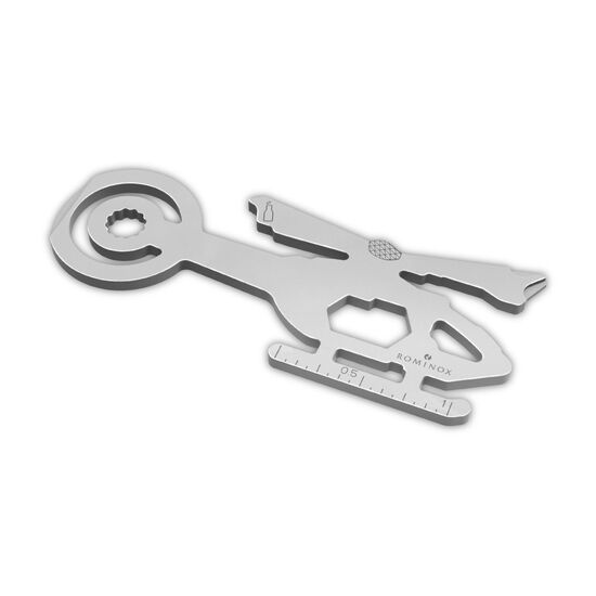 Multifunktionaler Schlüsselanhänger mit 18 Funktionen: Edelstahl Multitool inkl. Funktionsbeschreibung