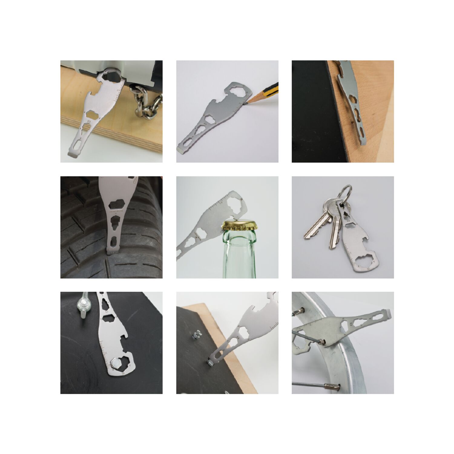 Multifunktionaler Schlüsselanhänger mit 18 Funktionen: Edelstahl Multitool inkl. Funktionsbeschreibung