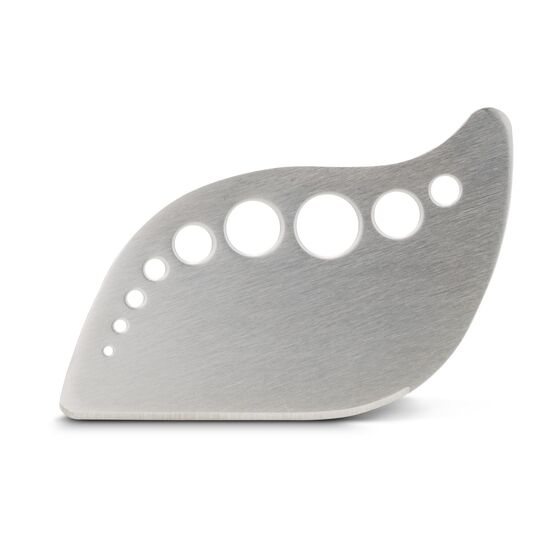 Kräuterabstreifer mit Löchern, inklusive Wiegemesser, ideal für Kräuter, Klingenschutz, spülmaschinengeeignet (Edelstahl, Kunststoff)
