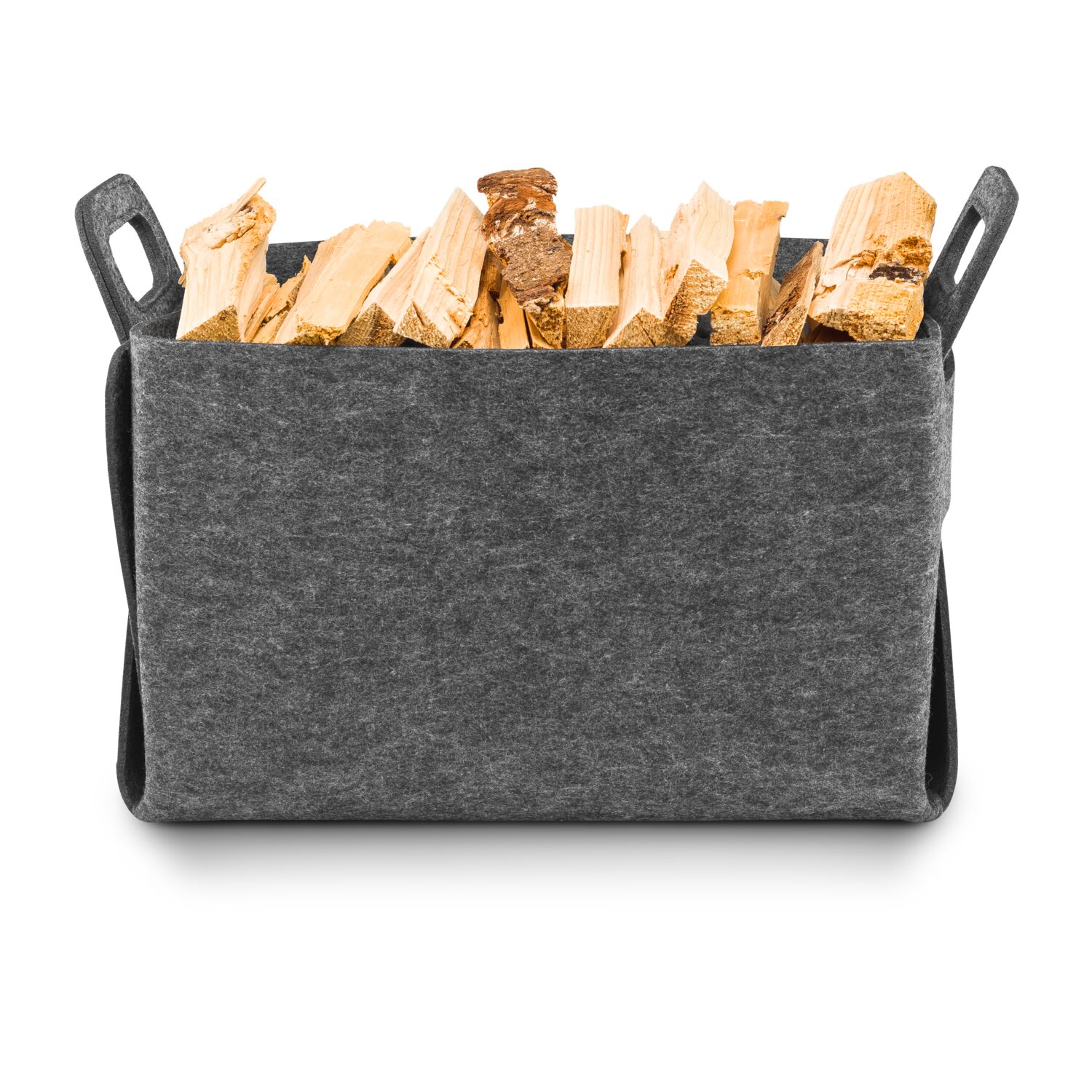 Filzkorb in Anthrazit, Tragkraft 25 kg, seitliche Griffe, zusammenfaltbar