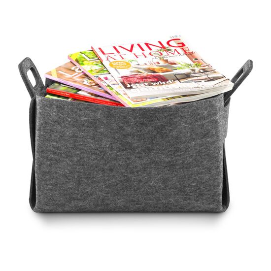 Filzkorb in Anthrazit, Tragkraft 25 kg, seitliche Griffe, zusammenfaltbar