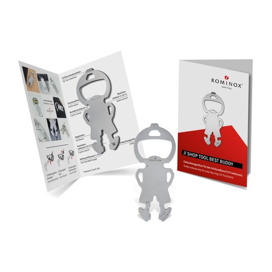 Multifunktionaler Einkaufswagenlöser für den Schlüsselbund mit 12 Funktionen: Edelstahl Multitool inkl. Funktionsbeschreibung