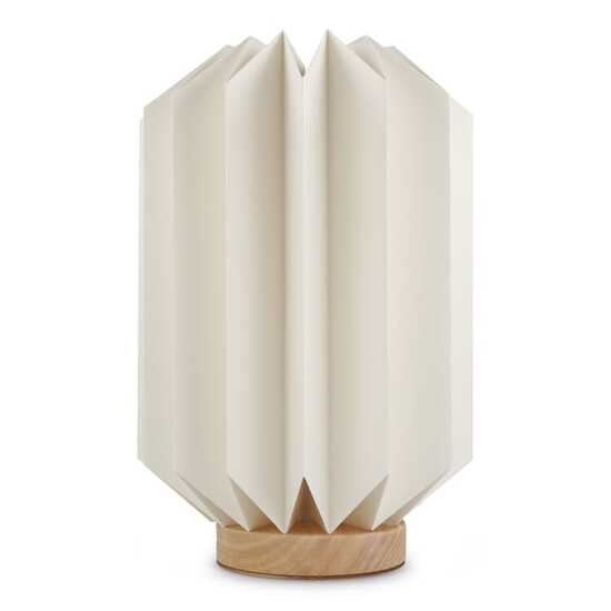 Coollux faltbare Papier-LED-Lampe Eos auf Holzsockel, 25 cm (Briefkastengröße)