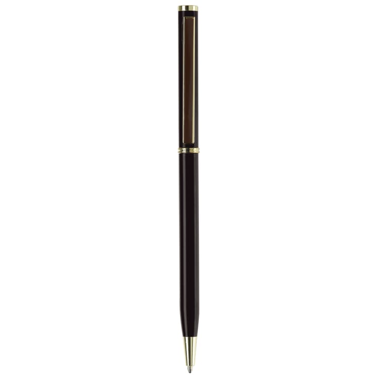 Metallkugelschreiber Slim mit Gold Applikation