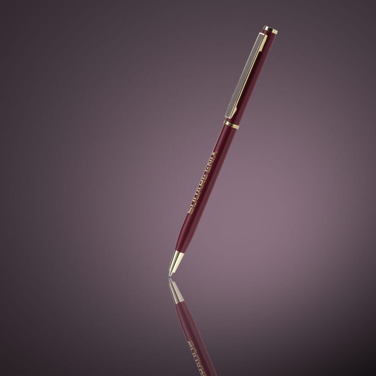 Metallkugelschreiber Slim mit Gold Applikation