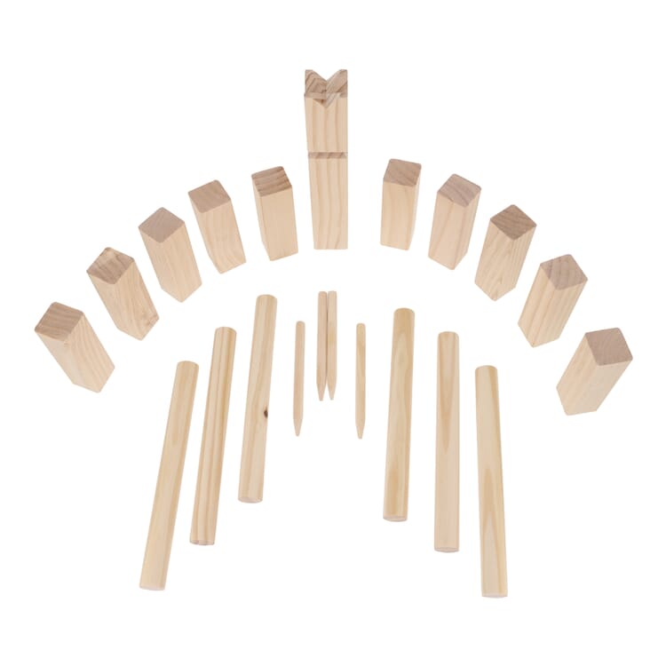Kubb Spiel aus Holz mit Beutel