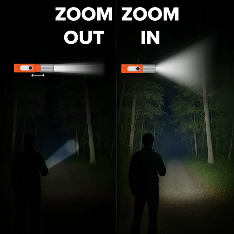 Wiederaufladbare 10-W-LED-Taschenlampe mit Zoomfunktion, 300 lm