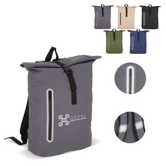 PU-beschichteter R-PET 600D Rolltop-Rucksack 20L