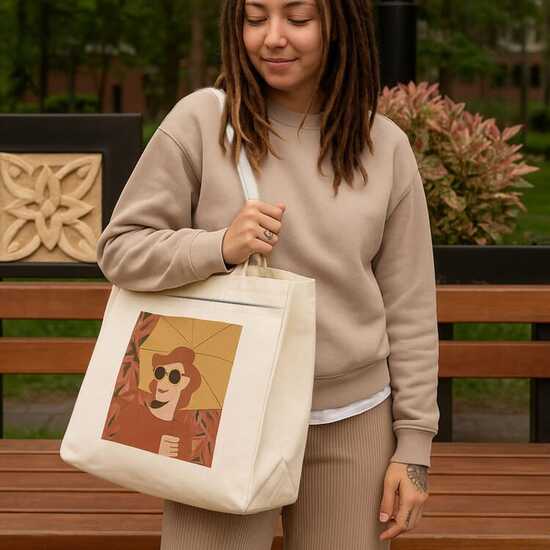 Baumwoll-Tragetasche mit Reißverschluss OEKO-TEX® 39 x 24 x 34cm 320g/m²