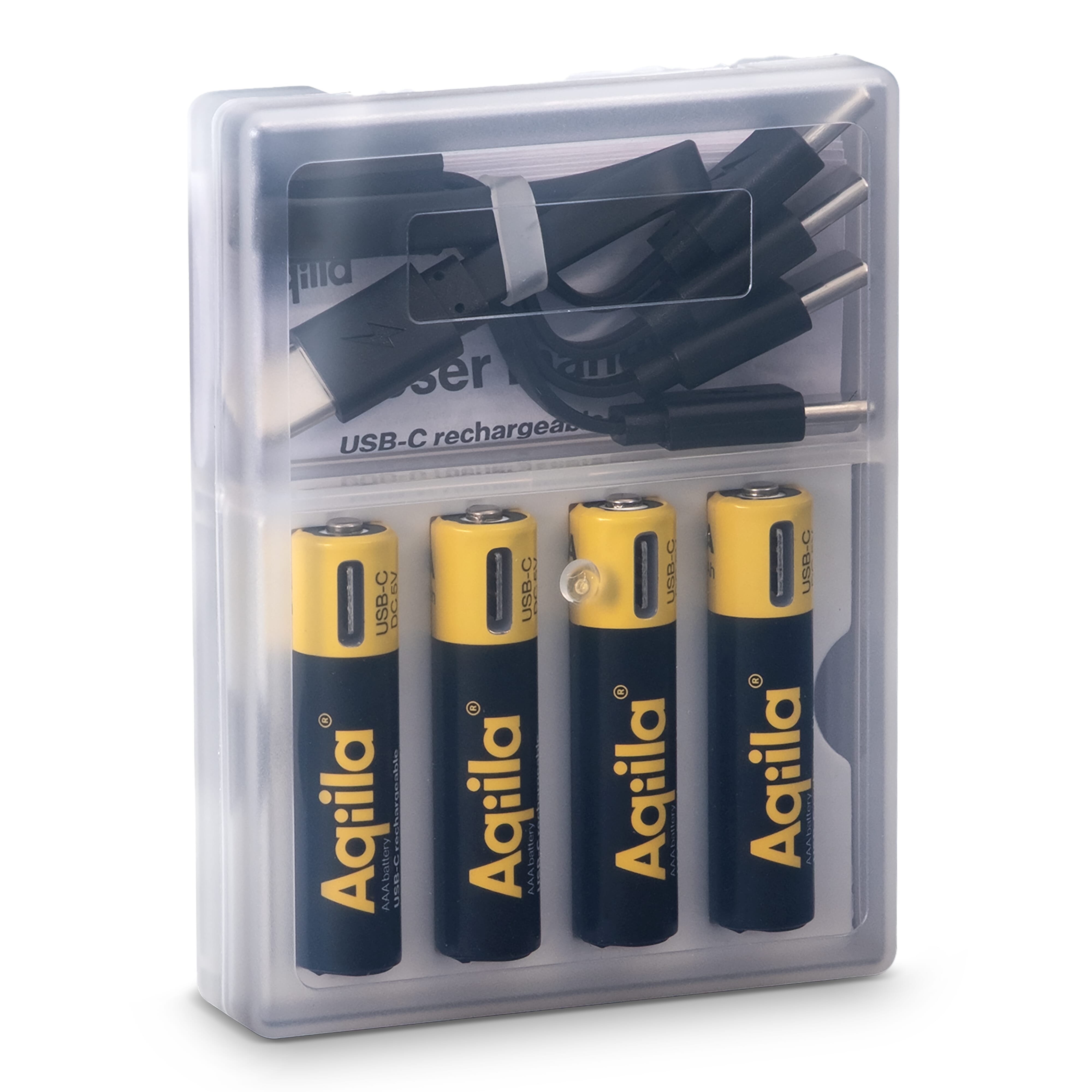 Aqiila Wiederaufladbare USB-C-Batterien AAA 600 mAh, 4er-Pack