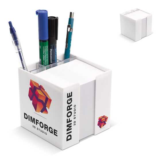 Notizzettel 10x10x10cm in Würfelbox mit Stifteköcher