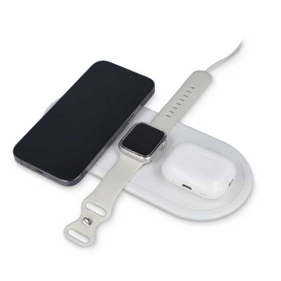 3-in-1 15 W Drahtloses Ladegerät für Handys, Apple Watch und AirPods.