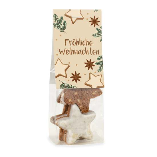 Zimtsterne im Naschbeutel mit Firmenlogo – Individuelles Weihnachtsgeschenk