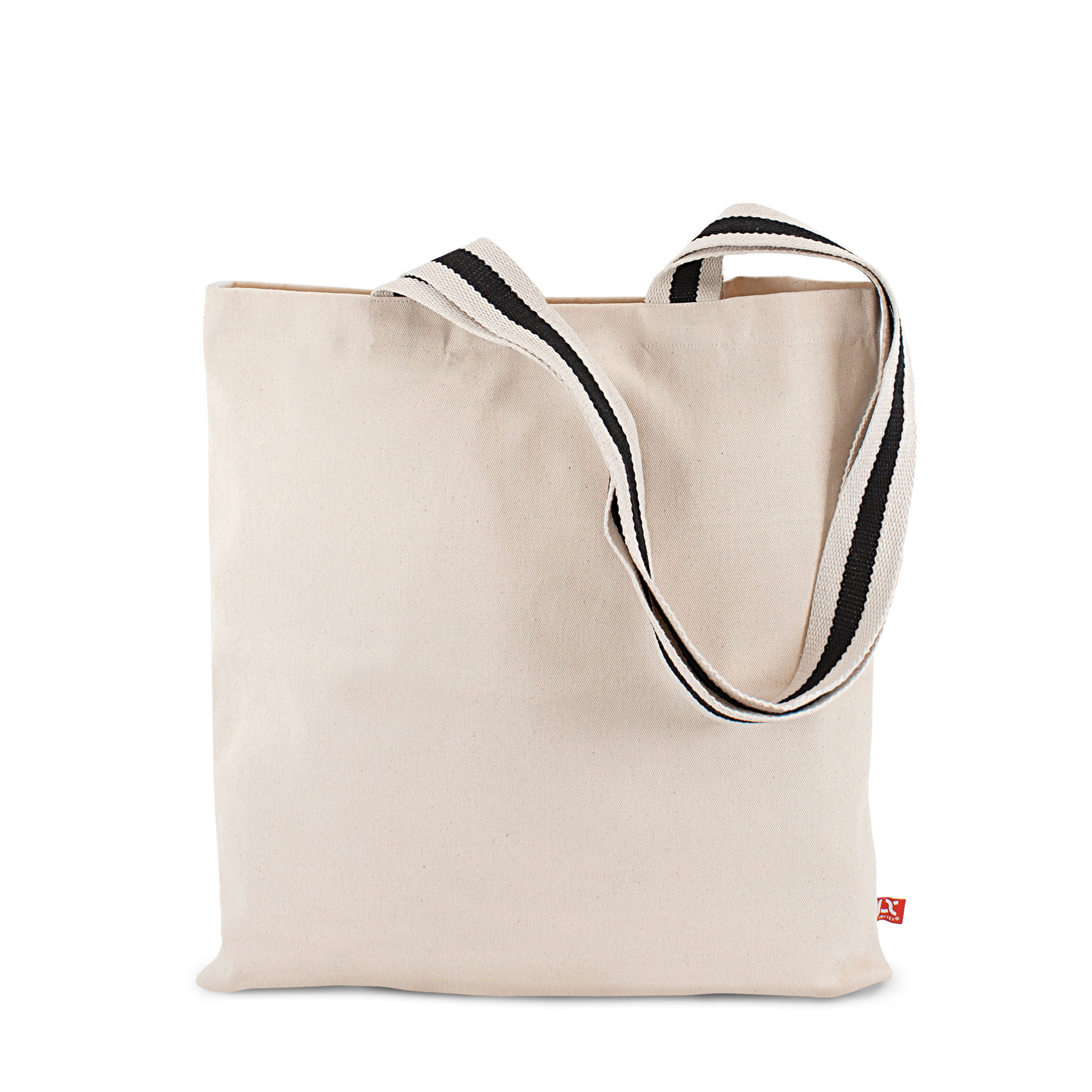 ANTWERPEN – Schwere Baumwolltasche mit langen, 2-farbig gewebten Henkeln