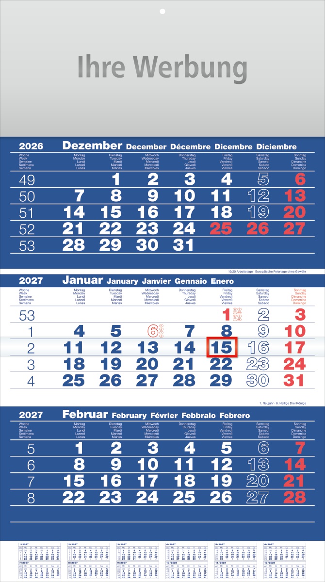 Dreimonatsplaner Assistent-plus dunkelblau