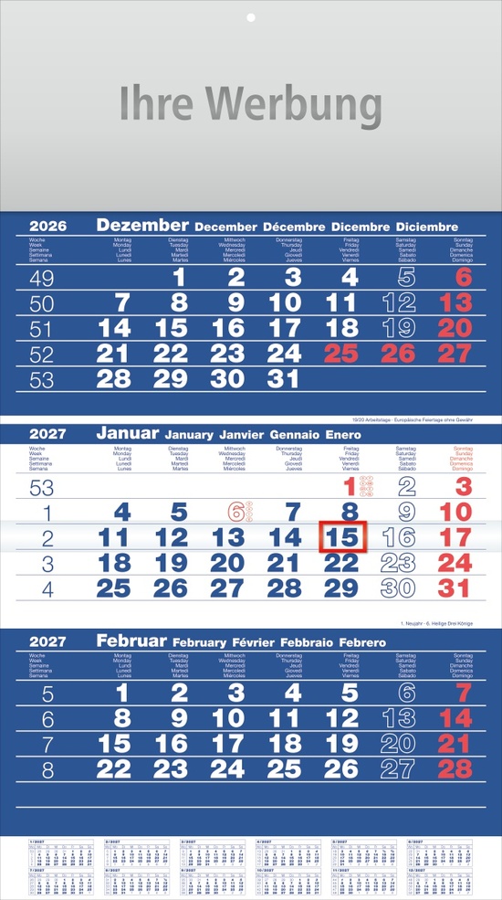 Dreimonatsplaner Assistent-plus dunkelblau