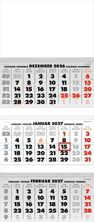 Dreimonatsplaner Business-trio grau