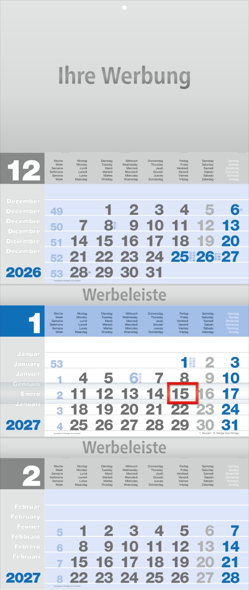 Dreimonatsplaner Design-trio blau