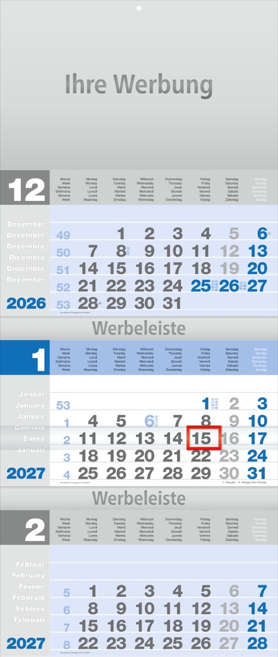 Dreimonatsplaner Design-trio blau