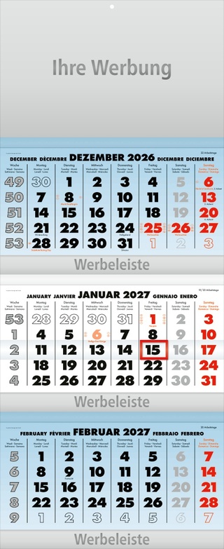 Dreimonatsplaner Business-trio-plus blau