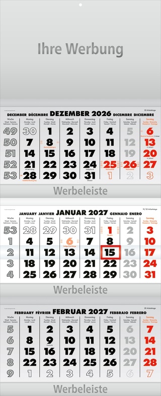 Dreimonatsplaner Business-trio-plus grau