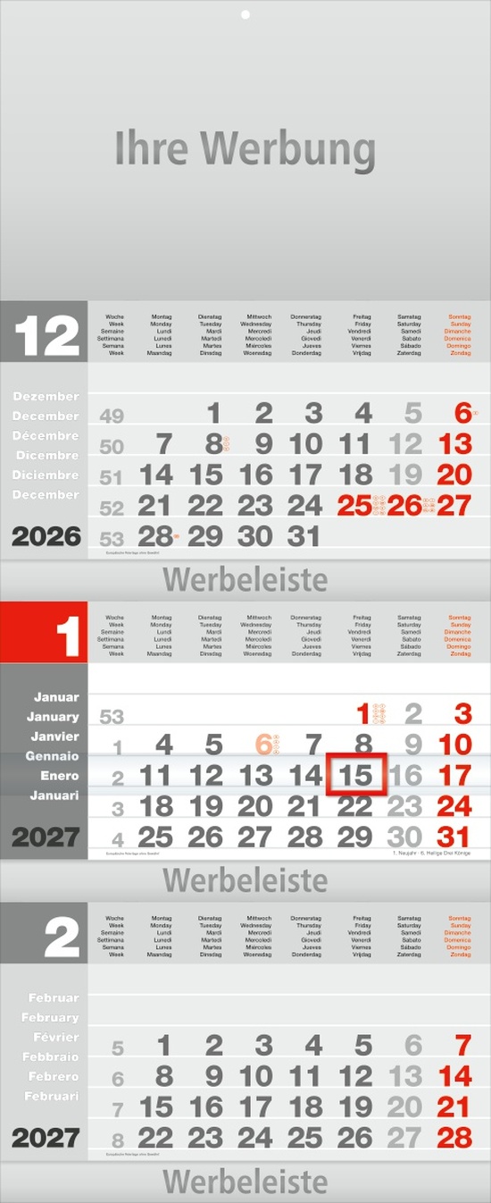 Dreimonatsplaner Design-trio-plus grau