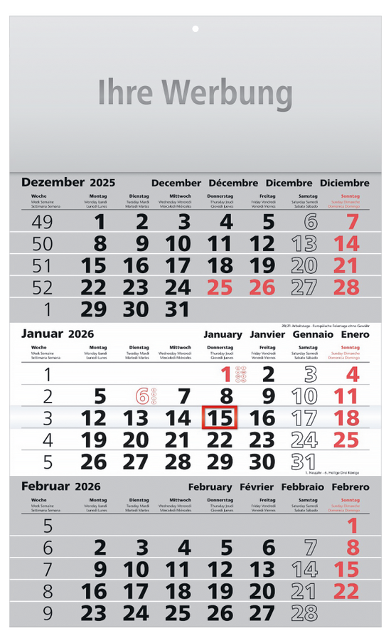 3-Monatskalender Assistent-basic grau