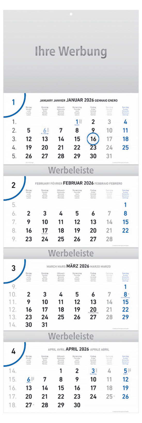 4-Monatskalender Future-quattro blau