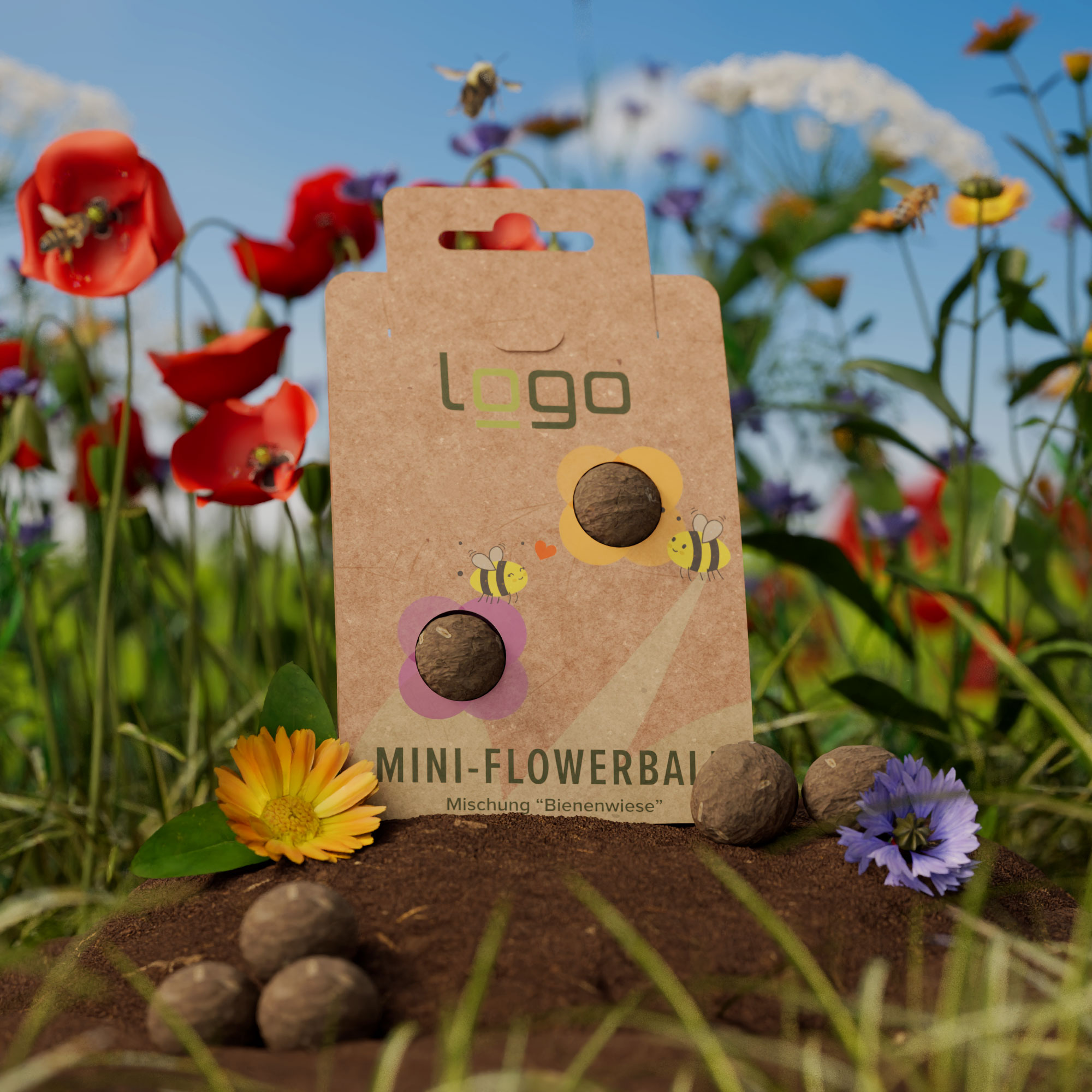 Mini-Seedbomb - Mini-Flower-Ball "Bienenwiese" - torffrei