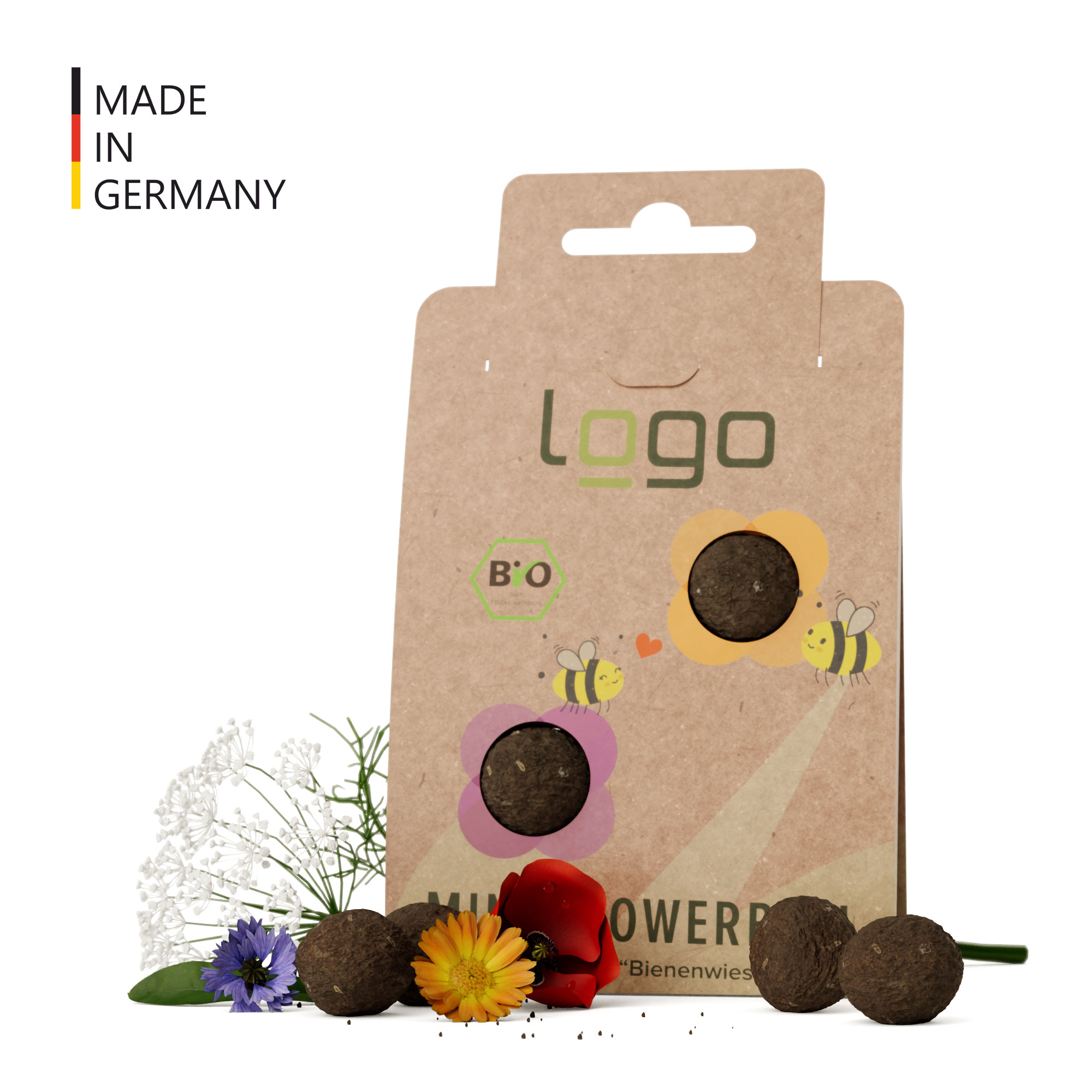 Mini-Seedbomb - Mini-Flower-Ball "Bienenwiese" - torffrei