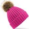 Faux Fur Pop Pom Chunky Beanie