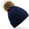 Faux Fur Pop Pom Chunky Beanie