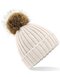 Faux Fur Pop Pom Chunky Beanie