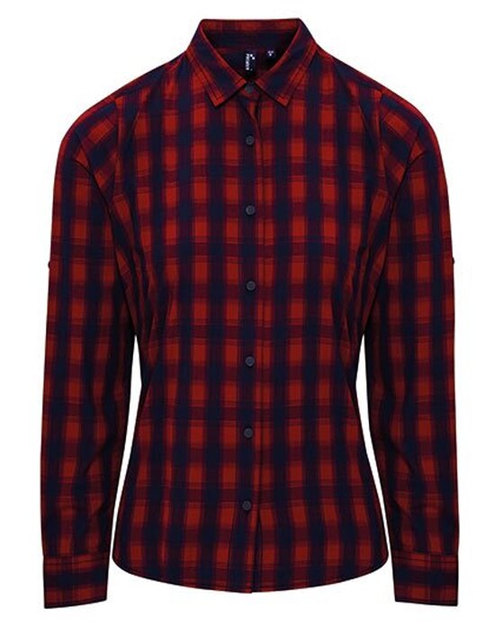 Ladies` Mulligan Check Cotton Long Sleeve Shirt