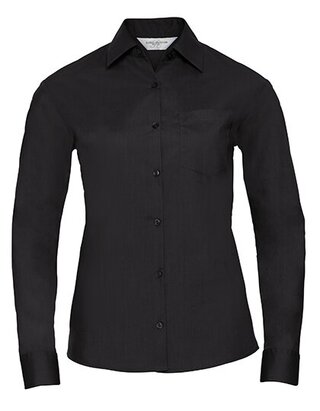 Ladies` Long Sleeve Classic Polycotton Poplin Shirt