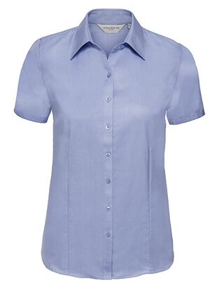 Ladies` Short Sleeve Tailored Herringbone Shirt