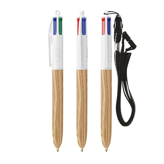 BIC® 4 Colours® Wood Style with Lanyard