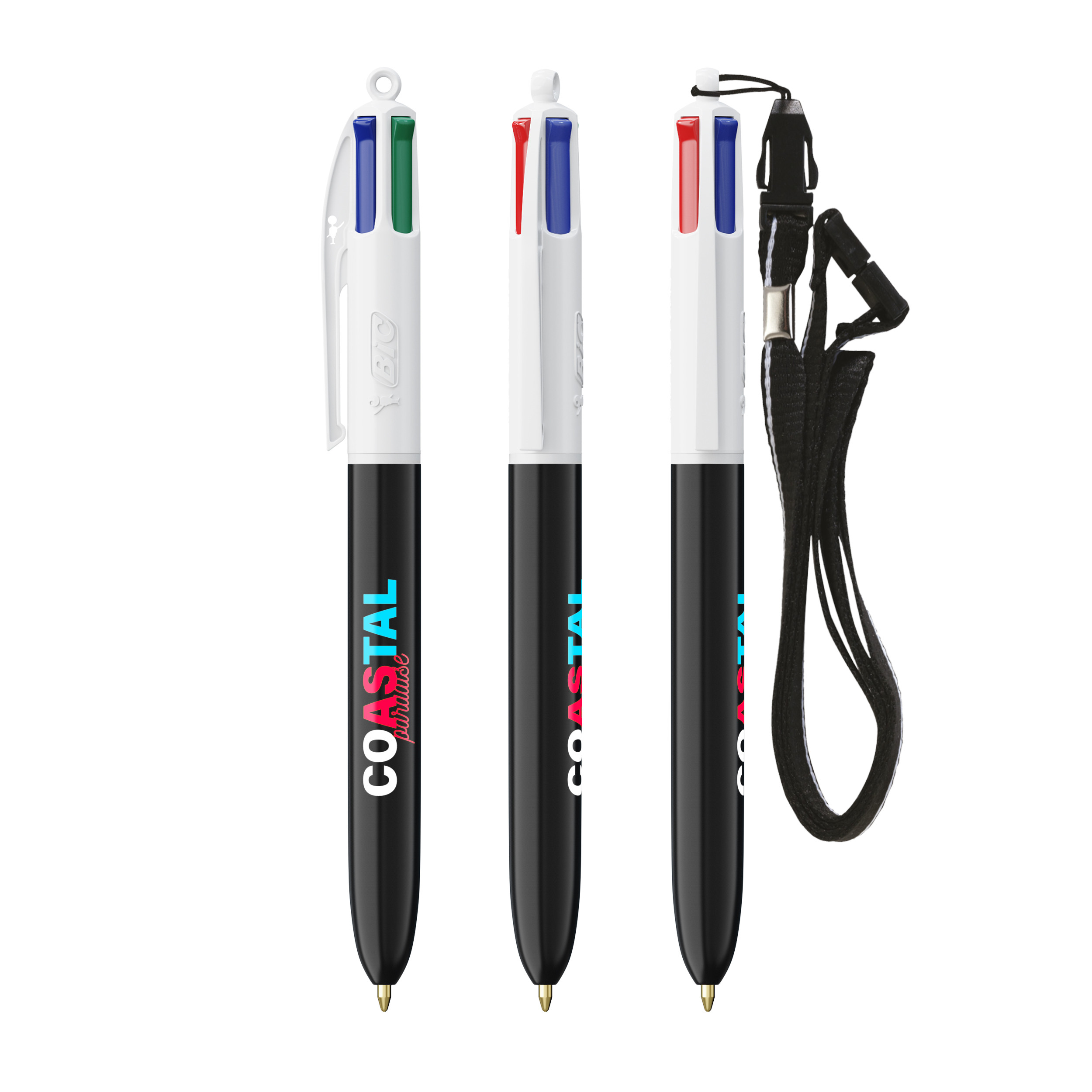 BIC® 4 Colours® ballpen + lanyard