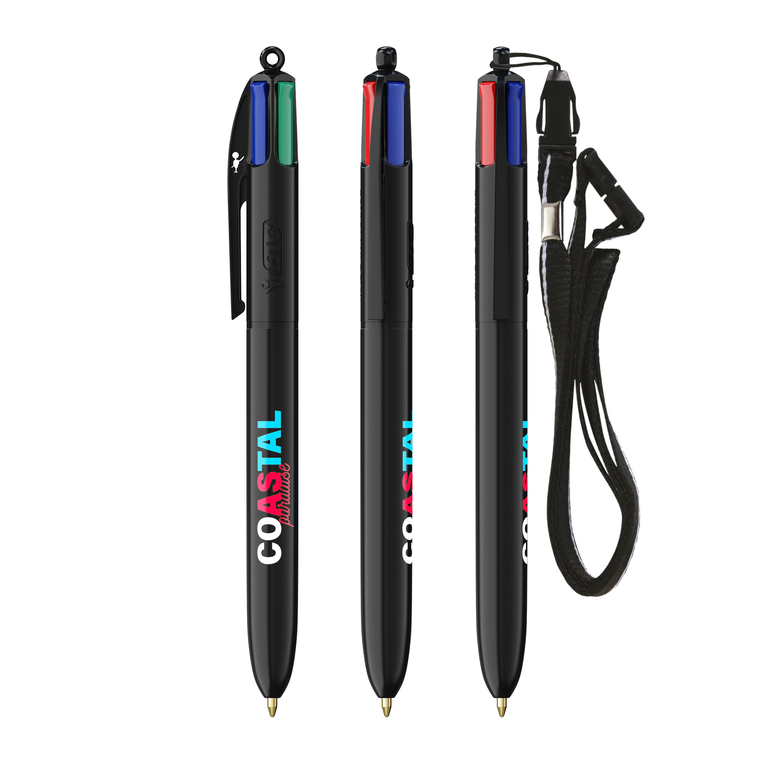 BIC® 4 Colours® ballpen + lanyard